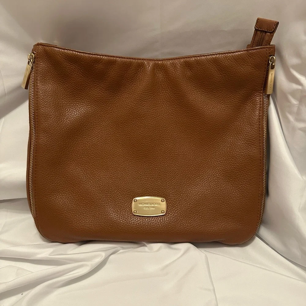 Michael Kors Camel Brown Leather Shoulder Hobo Bag